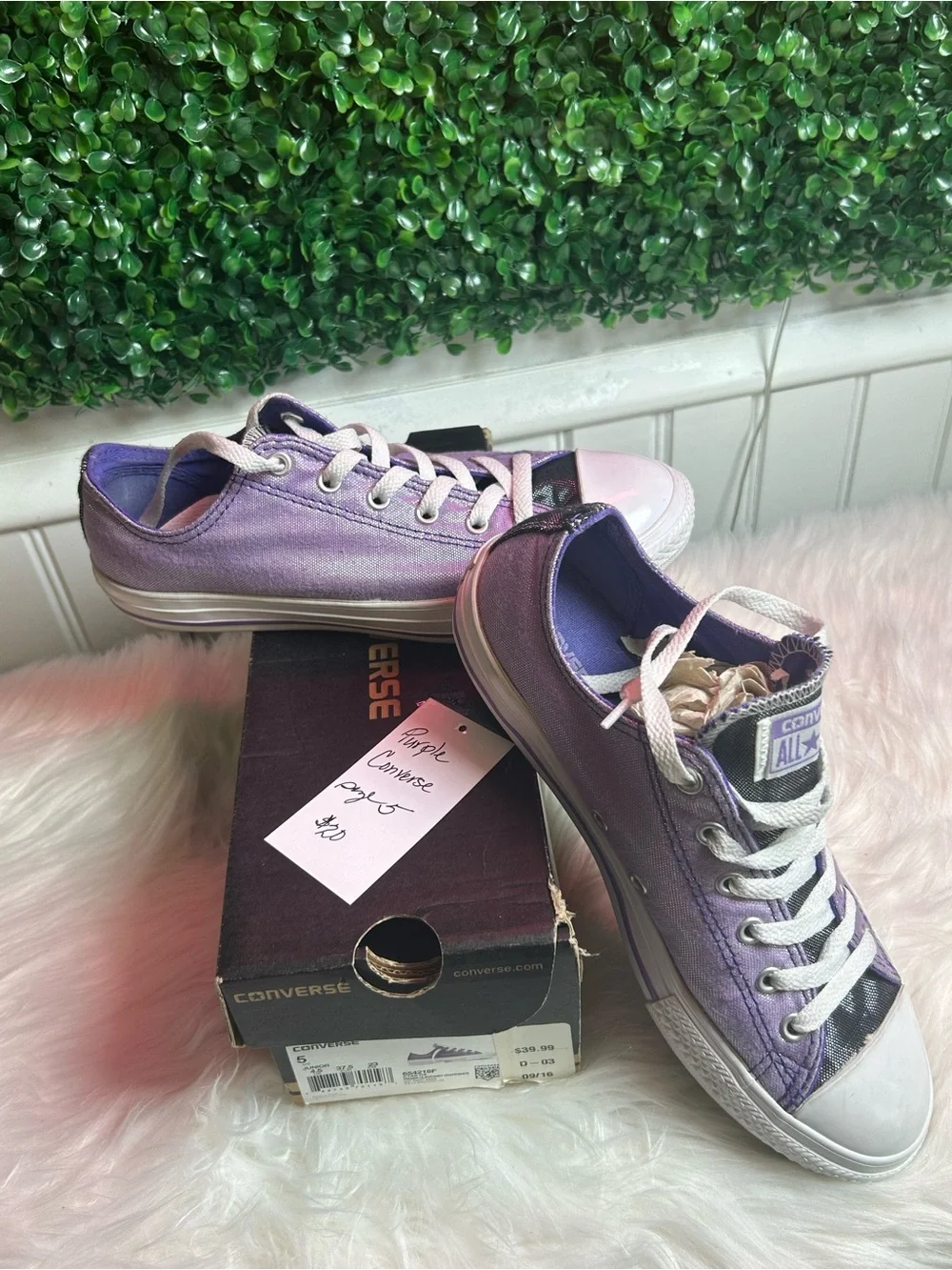 Converse Kids Purple Low-Top All Star Sneakers